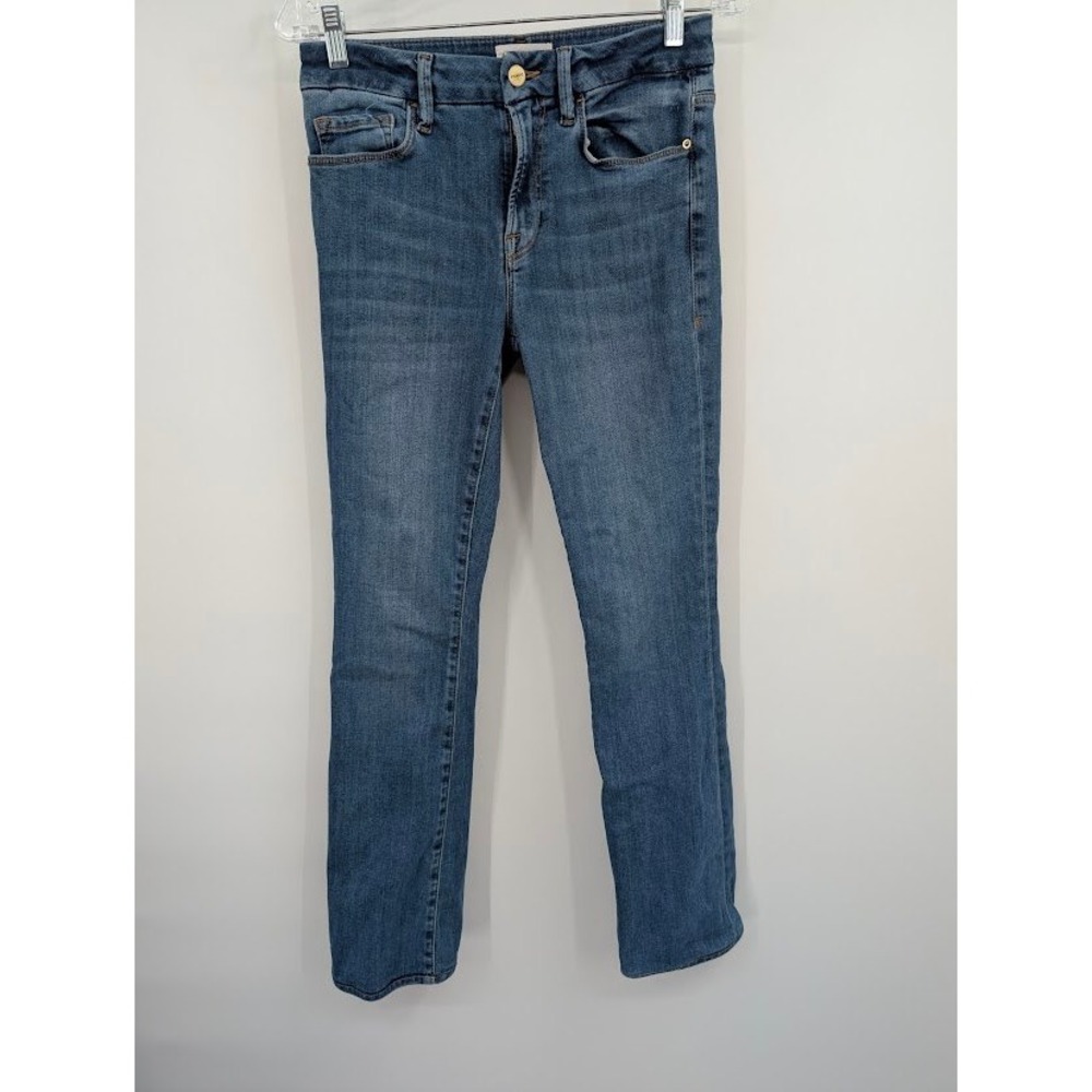 FRAME Le Miniโ Boot Jeans Poe Mid Rise Stretch Bootcut Blue Denim Women's sz 27